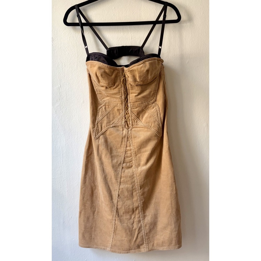 Moda International Y2K Vintage Bustier Dress Corduroy With Exposed Black Bra 8